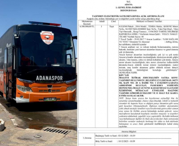 Adanaspor Otobüsü 3 Aralık'ta İcra'dan satışa çıkıyor